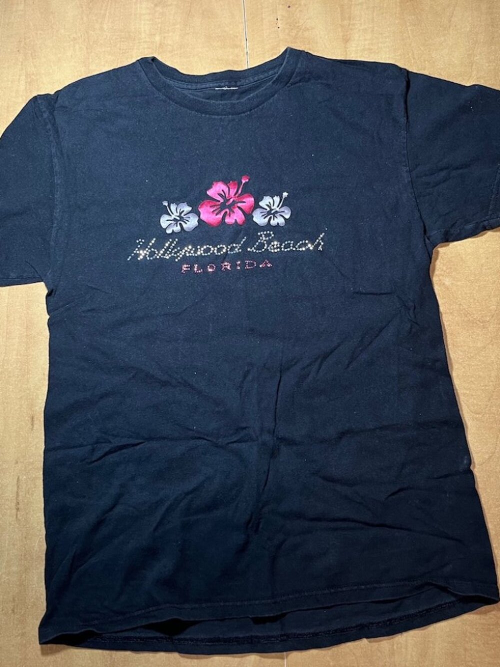 3 / $30 -  Floral Graphic Tee - Black with Pink Accents